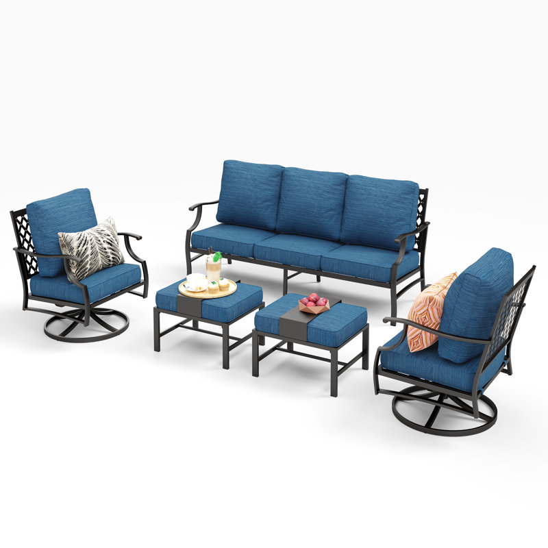 Asfand Outdoor Seating Group, Peacock Blue, No