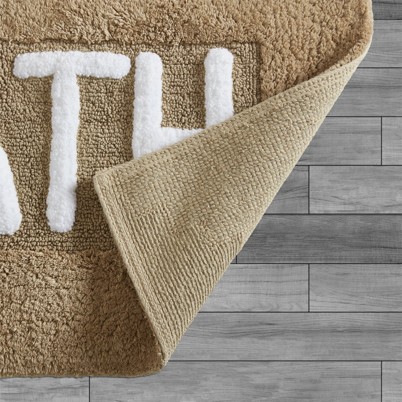 Cotton Blend Non-Slip Bath Rug, Linen