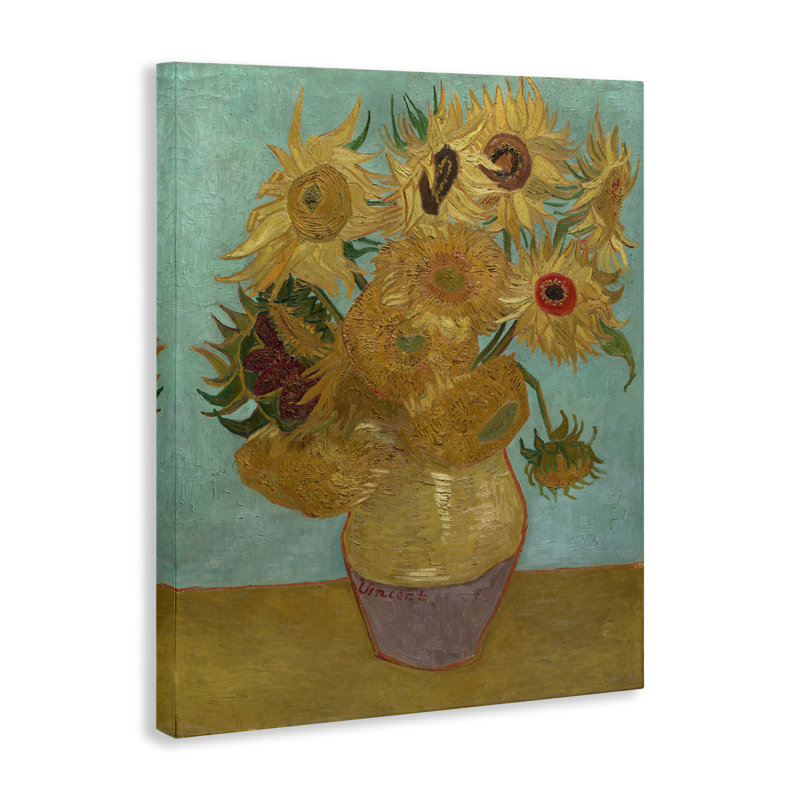 «Van Gogh Sunflowers on Blue», art mural par One1000, H 30 po x l 24 po