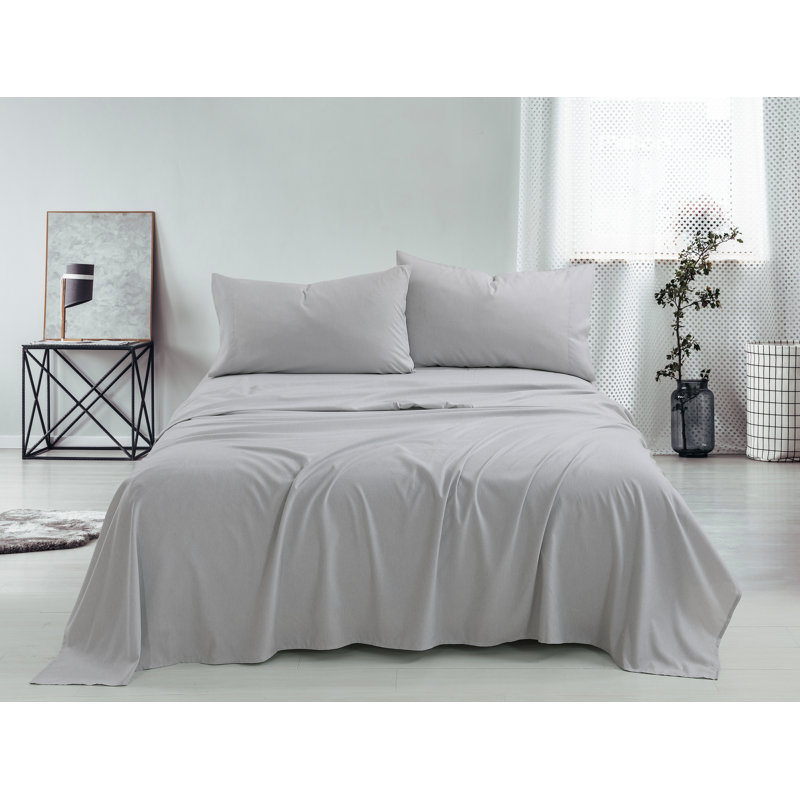 Ensemble de draps en micro-fibre, Ensemble de draps pour très grand lit + un drap-h, gris