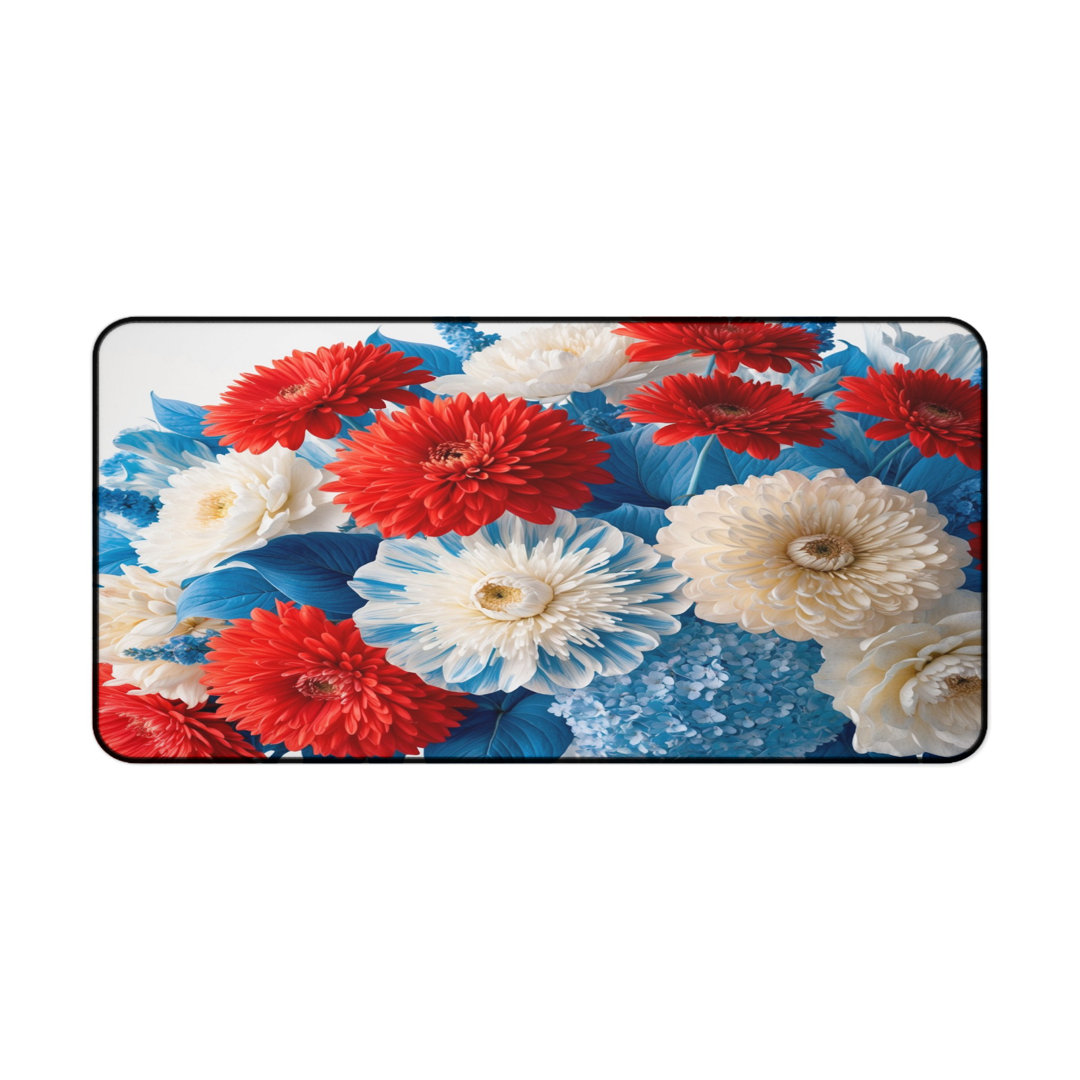 Patriotic Dahlia Bloom Desk Mat
