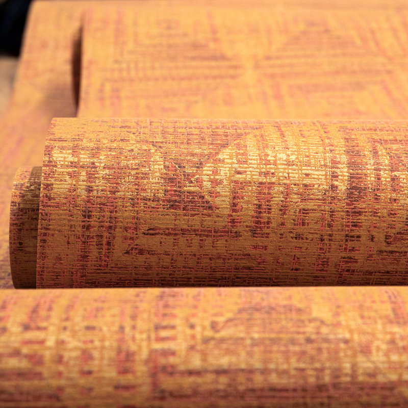 Chelchowska Pepper Collection Sheen Finish Geometric Diamond Raffia 10.05m x 53cm Wallpaper Roll, Orange