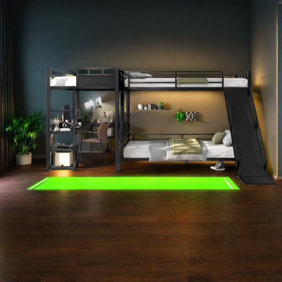 Multifunctional Beds with Storage, Black Metal MDF Modern Family Bedroom