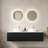 DINA 60" Bathroom Vanity&Sinks, Floating Curved Edges Striped Bathroom Storage Cabinet with 2 Drawers, 2 White Round Ceramic Basins&Carrara White Sintered Stone Countertop, Pre-assembled, Black Color -1270173929