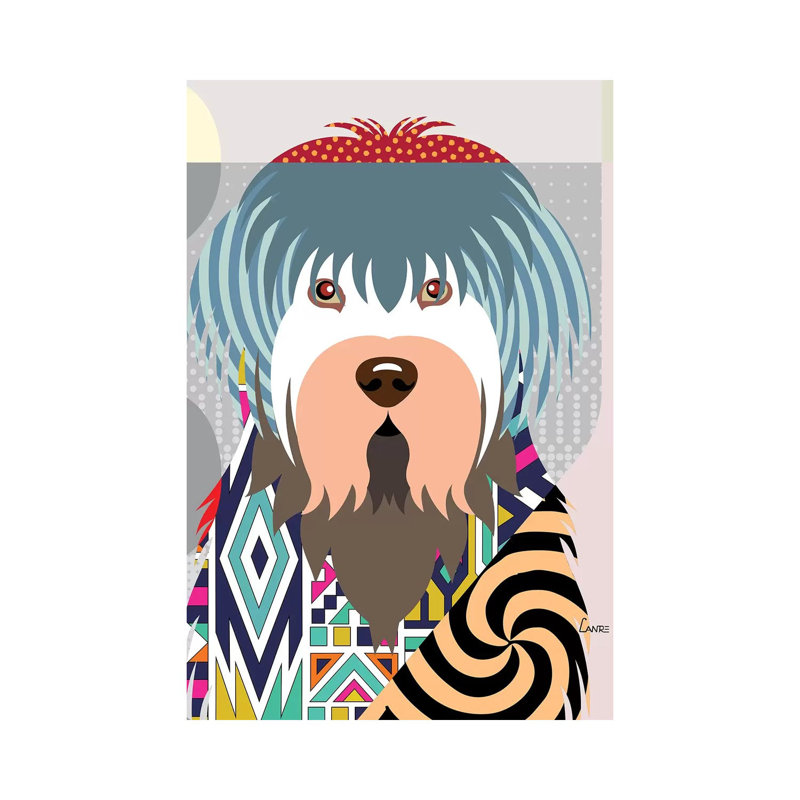 «Old English Sheepdog» par Lanre Studio, impression sur toile tendue, H 18 po x l 12 po x 1,5 po