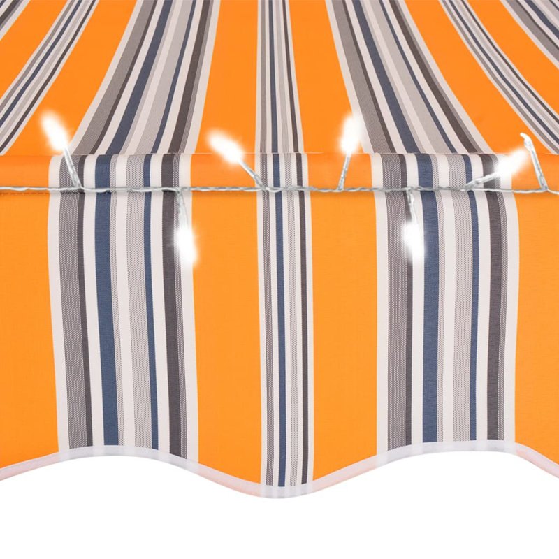 Dakota Fields Fabric Cover Retractable Patio Awning, Yellow/Blue (Black Frame), 3.5m W x 1.2m D