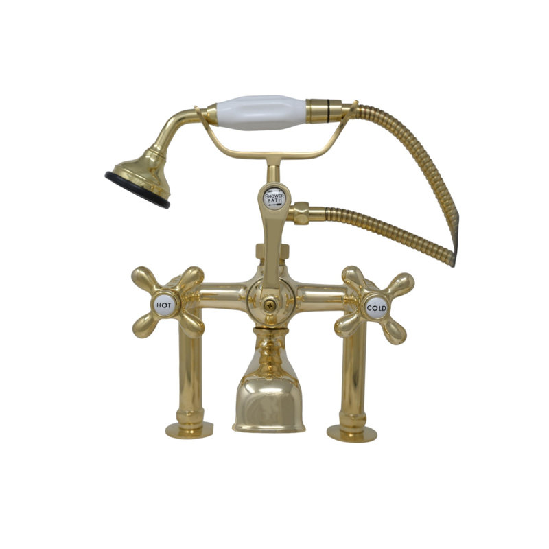 British Telephone Deck Mount Tub Faucet (P0462) by Strom Living, Unlacquered Polished Brass