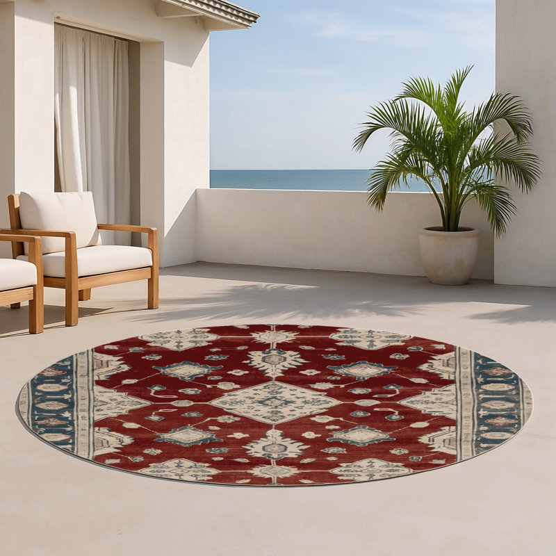 Tapis gris intérieur et extérieur surteint, Rond 5 pi