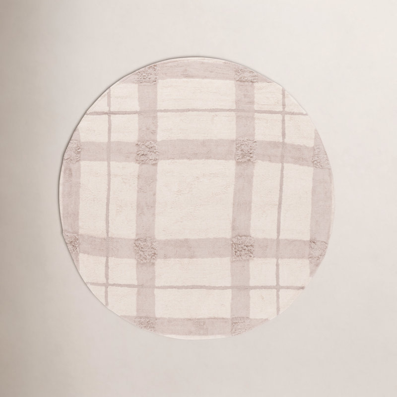Auguste Washable Plaid Indoor Rug, Round 6'