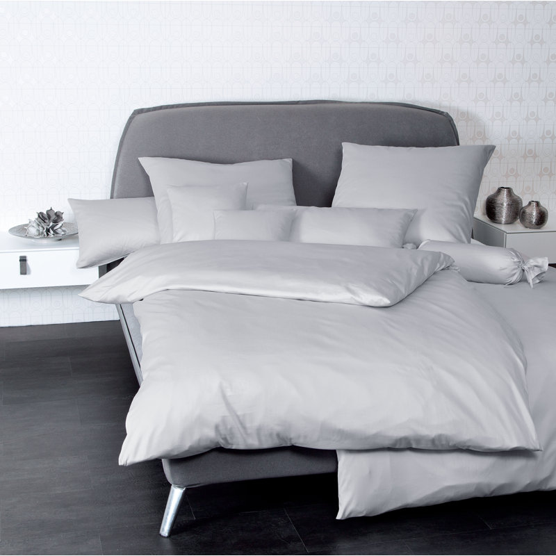 Colors Cotton Solid Colour Duvet Cover Set with Pillowcases Included, 200 x 200 cm - 2 Pillowcase (80 x 80 cm), Light grey