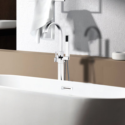 Freestanding Bathtub Faucet With Hand Shower - , Metal, Full Coverage Spray For Ravishing Bathing Tub In Body Sumptuous