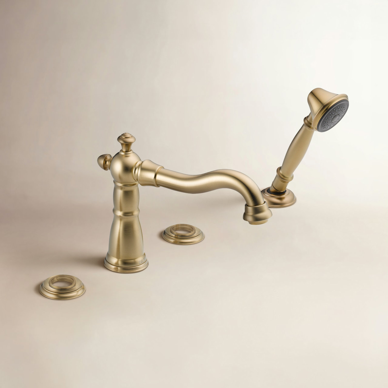 Victorian Deck Tub Filler with Handshower, Brilliance Champagne Bronze