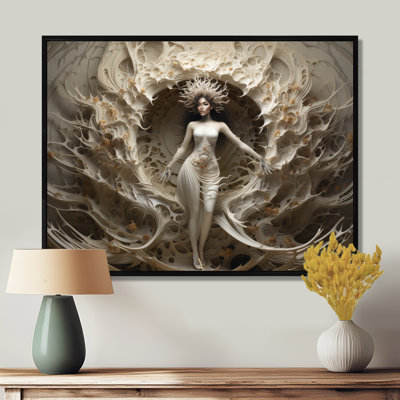 «Indian Mokshas Ethereal Eggshell - Hindouisme», reproduction d'art sur toile encadrée