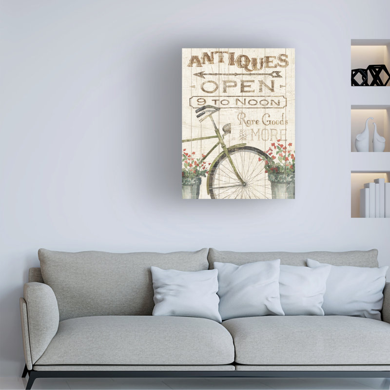 «Flea Market Bike» par Wild Apple Portfolio - art textuel sur toile tendue, H 32 po x l 24 po x P 2 po