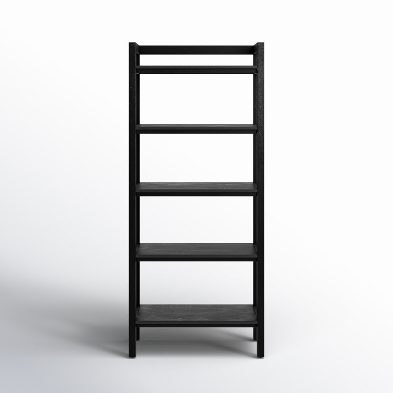 Oslo 70" H x 30" W x 16" D Etagere Solid Wood Bookcase, 70" H x 30" W x 16" D, Black