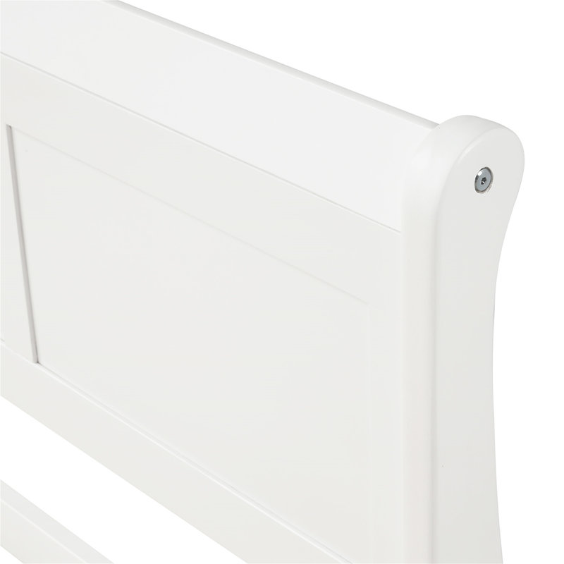 Lit plateforme avec base de lit en bois et sommier avec base de lit et support de lattes en bois, Blanc