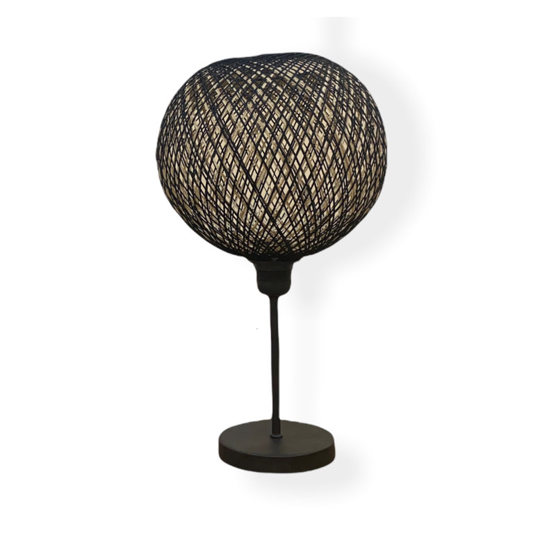 Handmade Jute Chandelier Table Lamp, Black, 16.5 x 9.4 inches | Metal Foot, 40W E27 Socket, Max Cable Length 59.1 inches | Scandinavian Design, Perfect for Modern Home Décor & Ambient Lighting, CE Certified