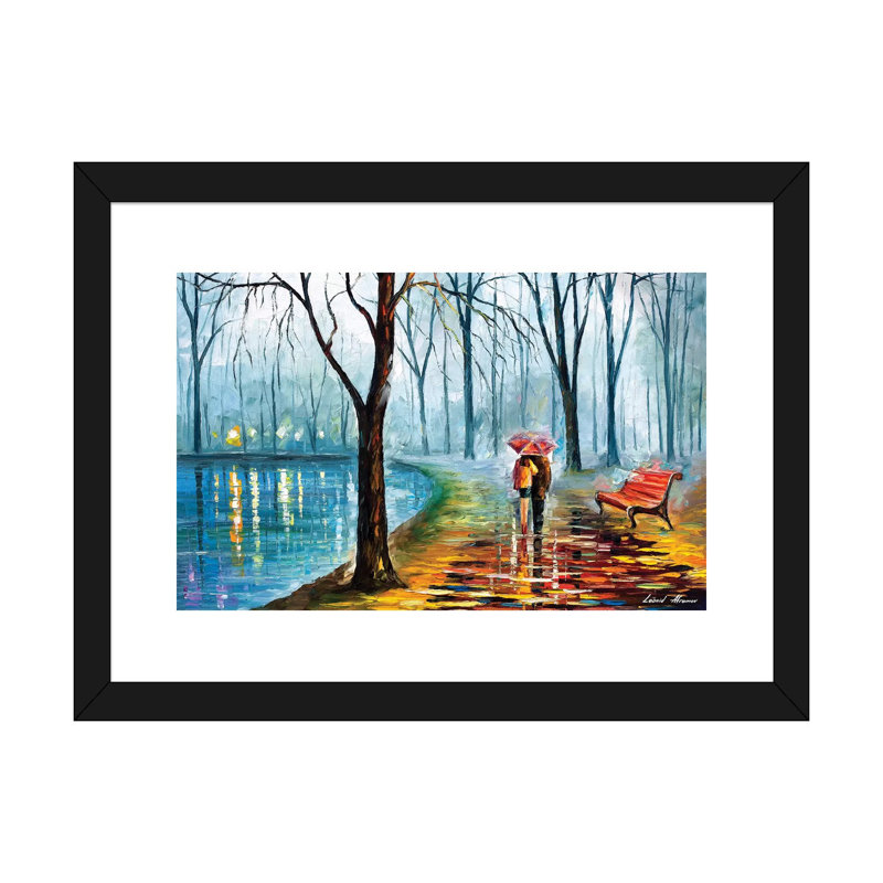 «Inside the Rain» par Leonid Afremov - reproduction d'art encadrée, Papier encadré noir, H 16 po x l 24 po x P 1 po