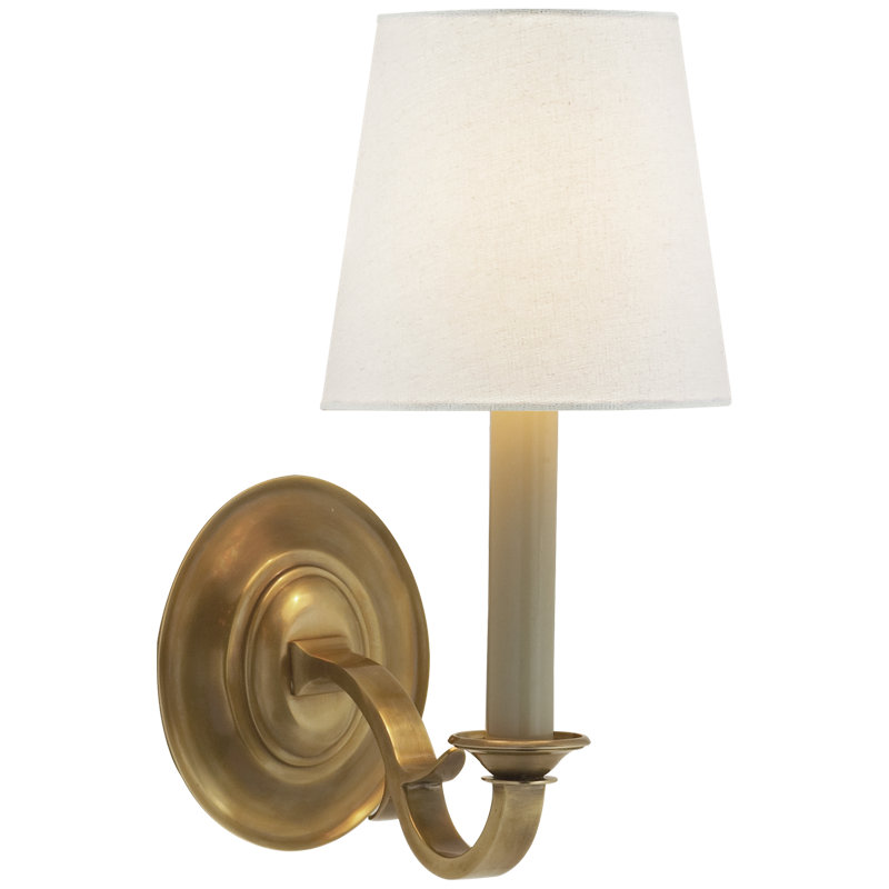 Thomas O'Brien Channing Single Sconce, Hand-Rubbed Antique Brass, Fabric