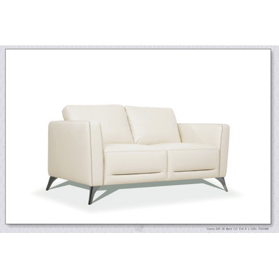 Malaga Italian Leather Loveseat - Loose Back, Tight Seat, Track Arms, Chrome Legs, Modern And Comfortable Design