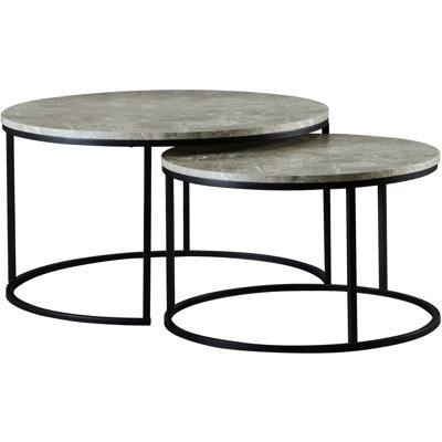 2-Piece Round Faux Marble Nesting Coffee Table