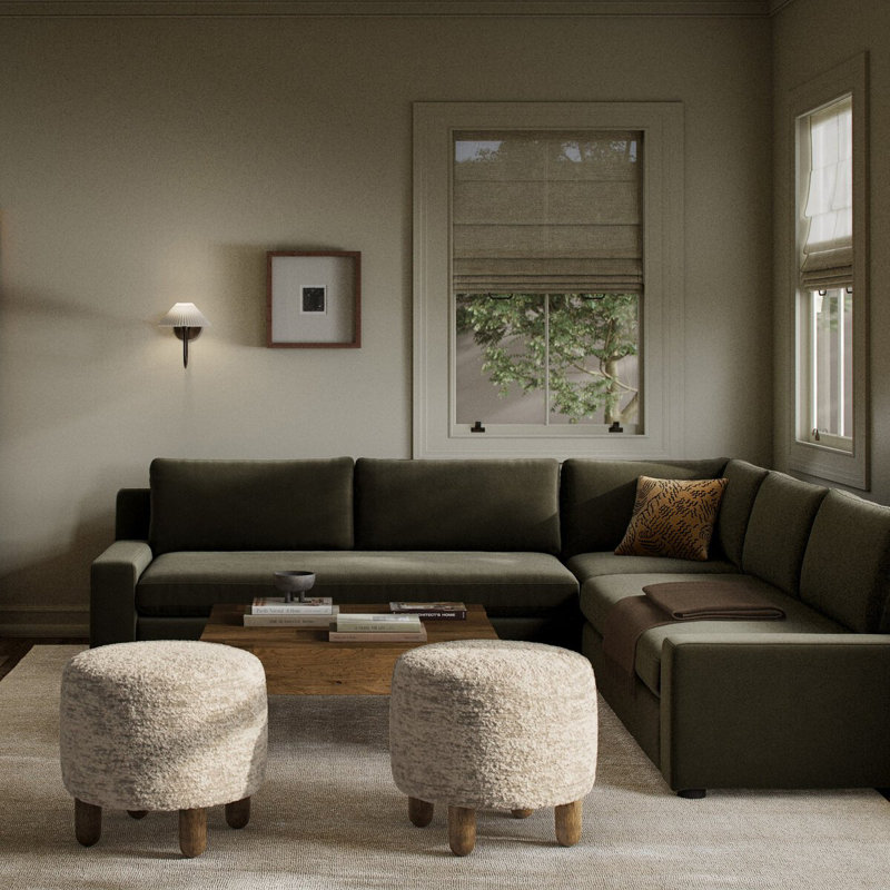 Yelena 3PC Sectional-Surrey Olive, Surrey Olive Performance Velvet