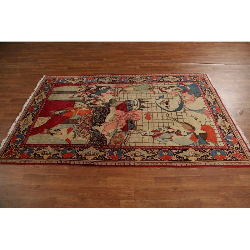 Tapis illustré en laine pré-1900 4 x 7