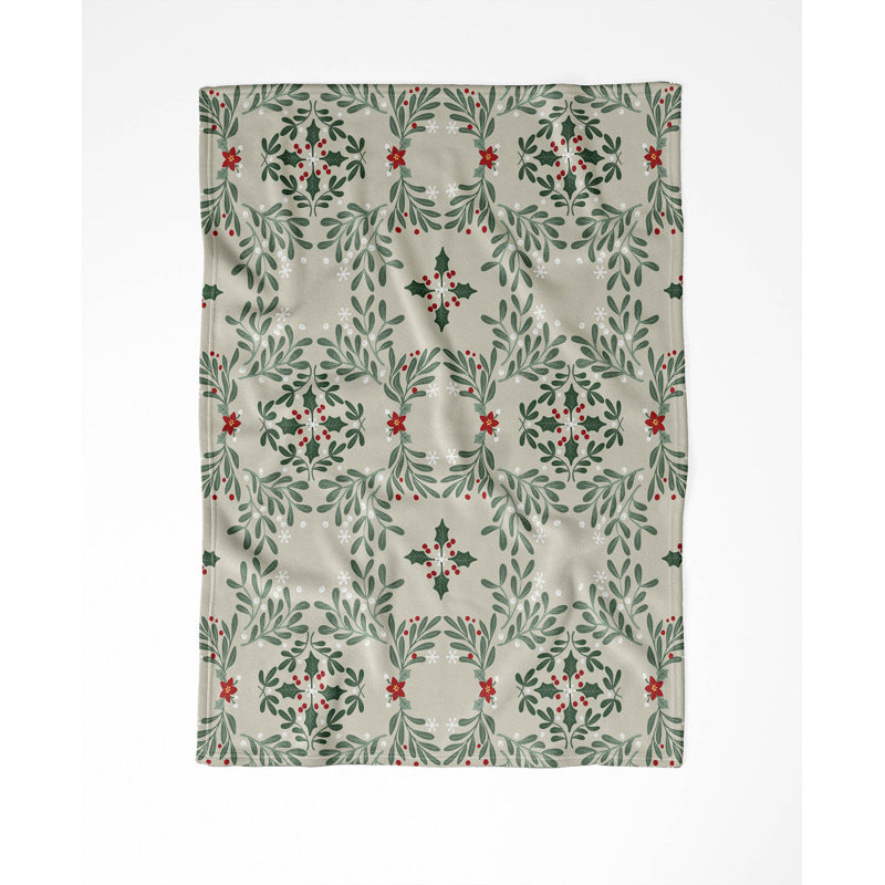 Winter Mistletoe Holiday Velveteen Throw, Birch