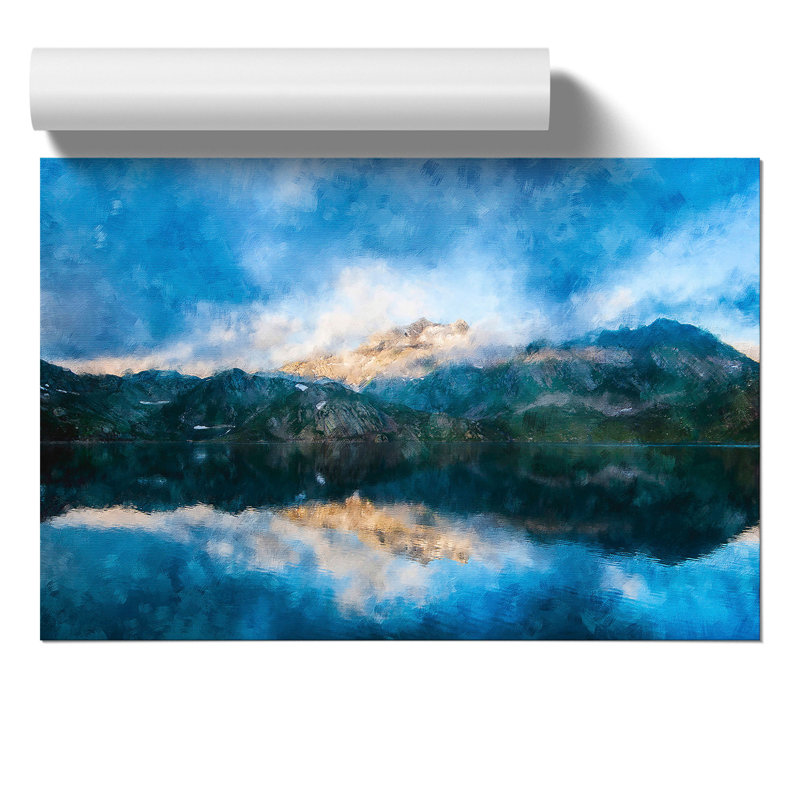 Idyllic Lake And Mountain - No Frame Print, 30cm H x 42cm W x 0.1cm D