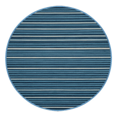 Machine Washable Horizontal Stripes Blue Area Rug