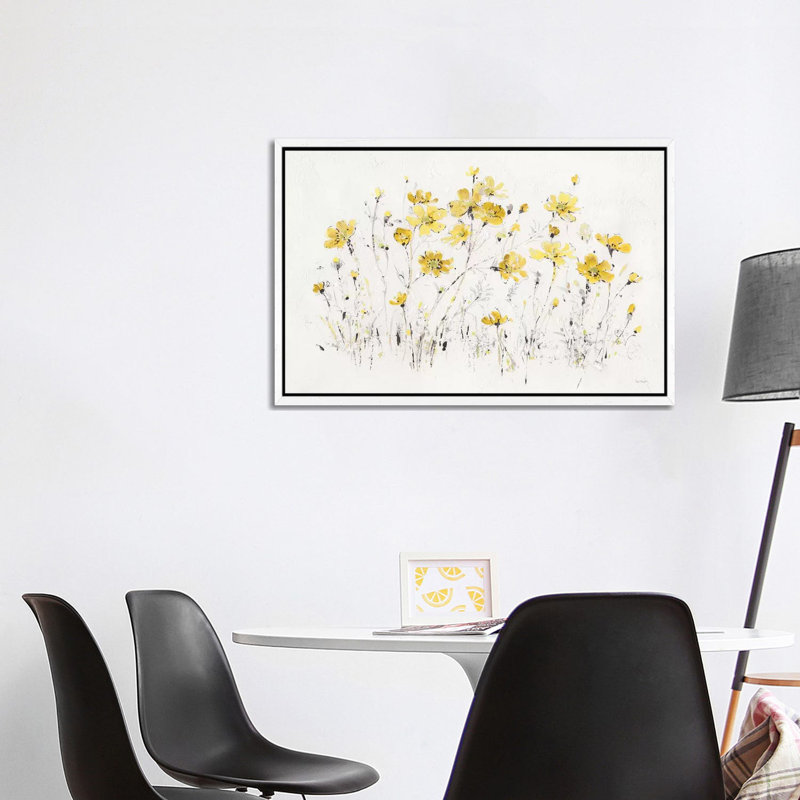 Wildflowers I Bright Yellow by Lisa Audit - Print on Canvas, 66.04 cm H x 45.72 cm W, White Framed