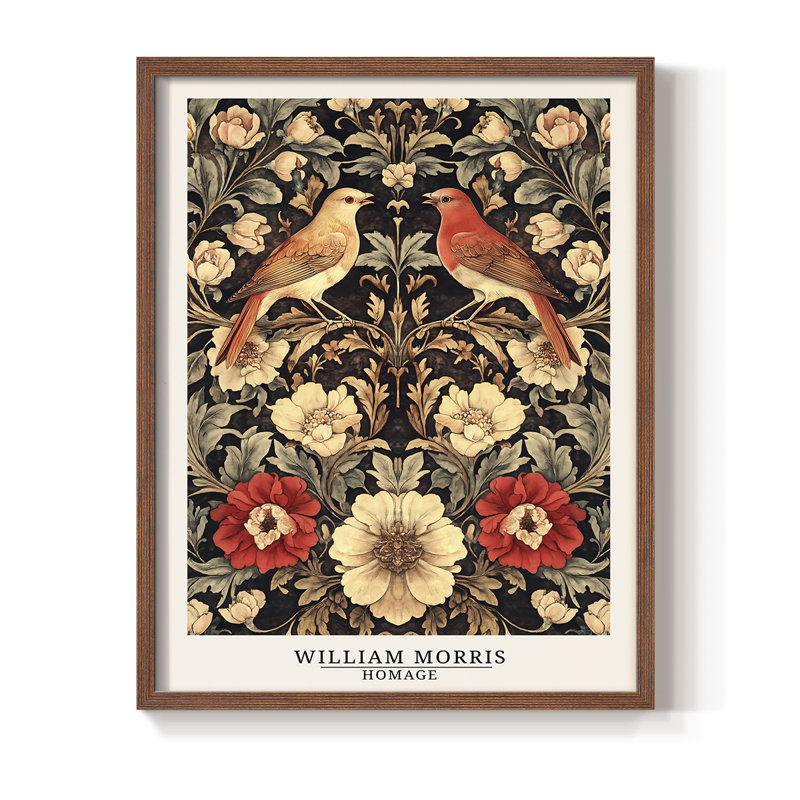 WM MORRIS Series CCCLXVII Framed Print - Solid Wood, Noyer, H 21 po x l 17 po