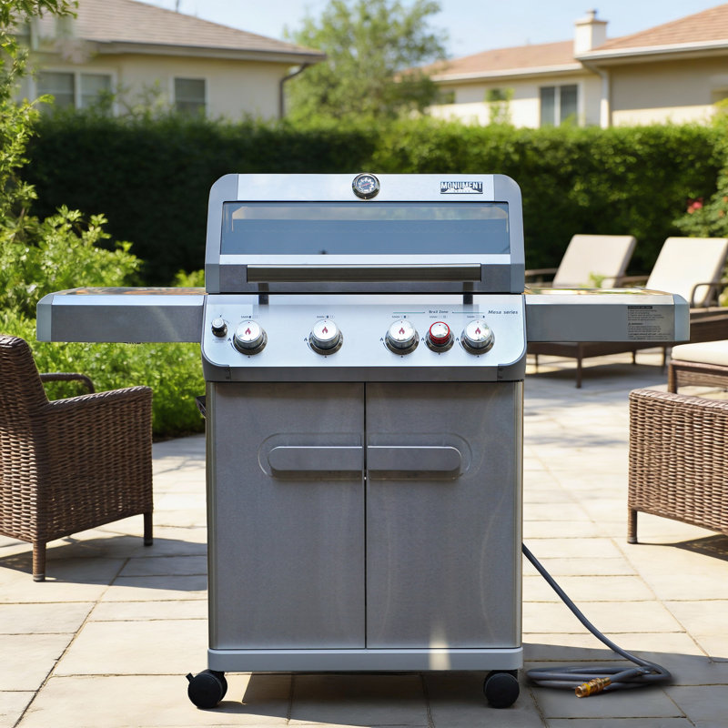 Mesa 5-Burner Natural Gas Grill in Stainless Steel with Broil Zone, Clear View Lid, and LED Controls - Thumbnail 4