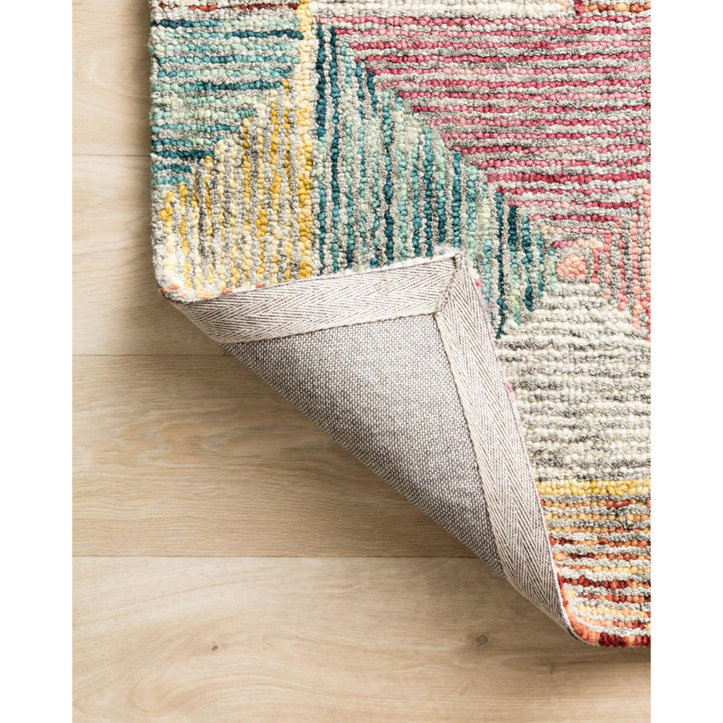 Tapis argenté en laine crocheté à la main Morecambe, Rectangle de 2 pi 6 po x 9 pi 9 po