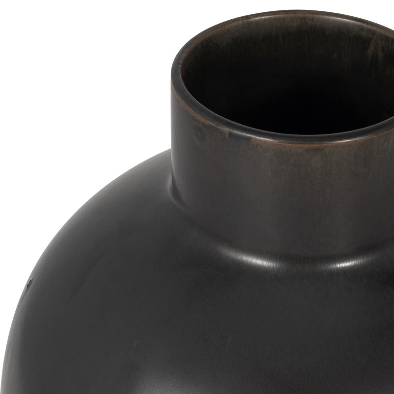 Vase en céramique Bronsyn, H 11 po x l 8 po x P 8 po, Gris
