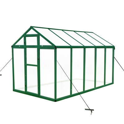 All Season Aluminum Greenhouse 6X10 Ft - Heavy Duty Polycarbonate Walk-In Backyard With Raised Base And Anchor, Plant Regeneration For Outdoor Gardening Enthusiasm Boost