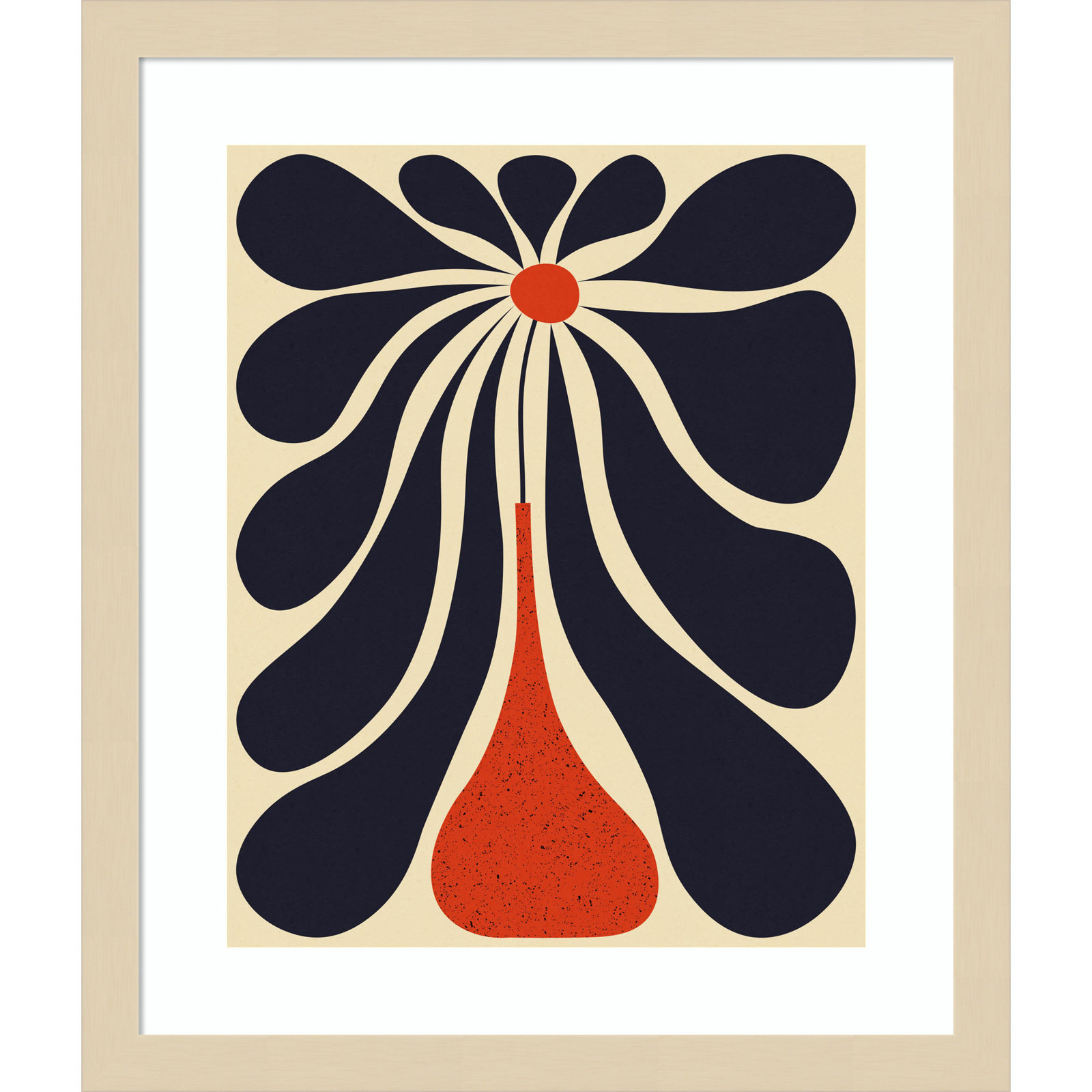 Lazy Flower Print by Alisa Galitsyna, Brown Framed, 17" H x 15" W