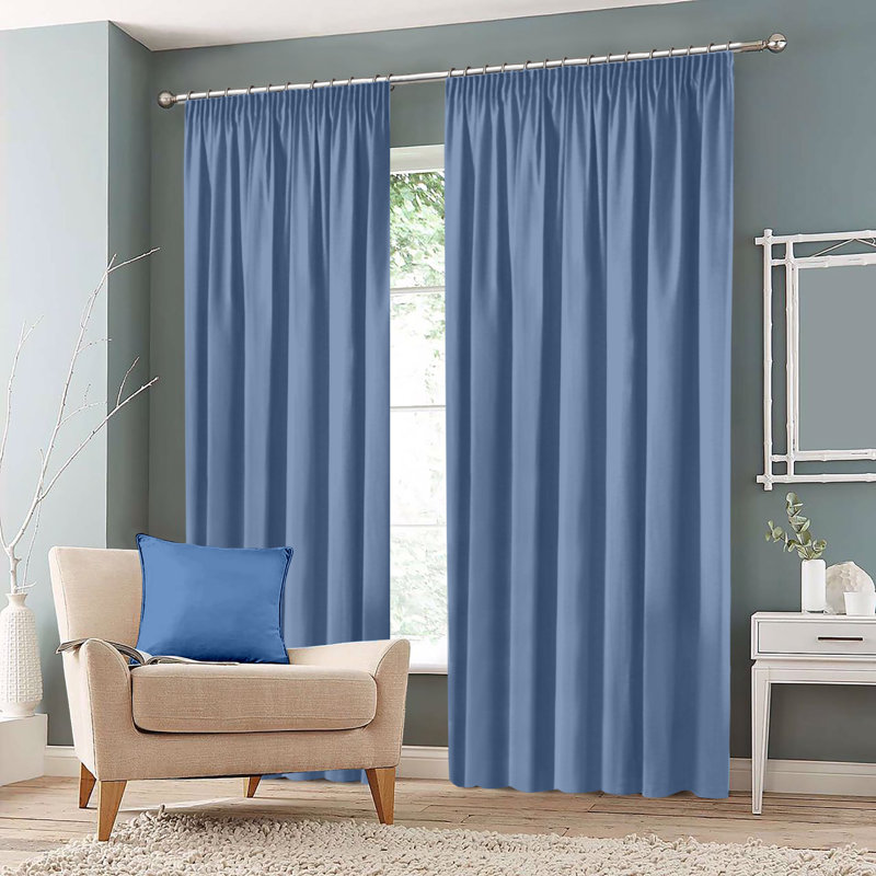 Eiliana Room Darkening Curtain Pair, Width 167 x Drop 183 cm, Light Blue