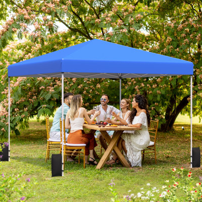 10' X 10' Pop Up Canopy Tent, Easy Outdoor Sun Shade, Portable Shelter Gazebo For Events, Blue