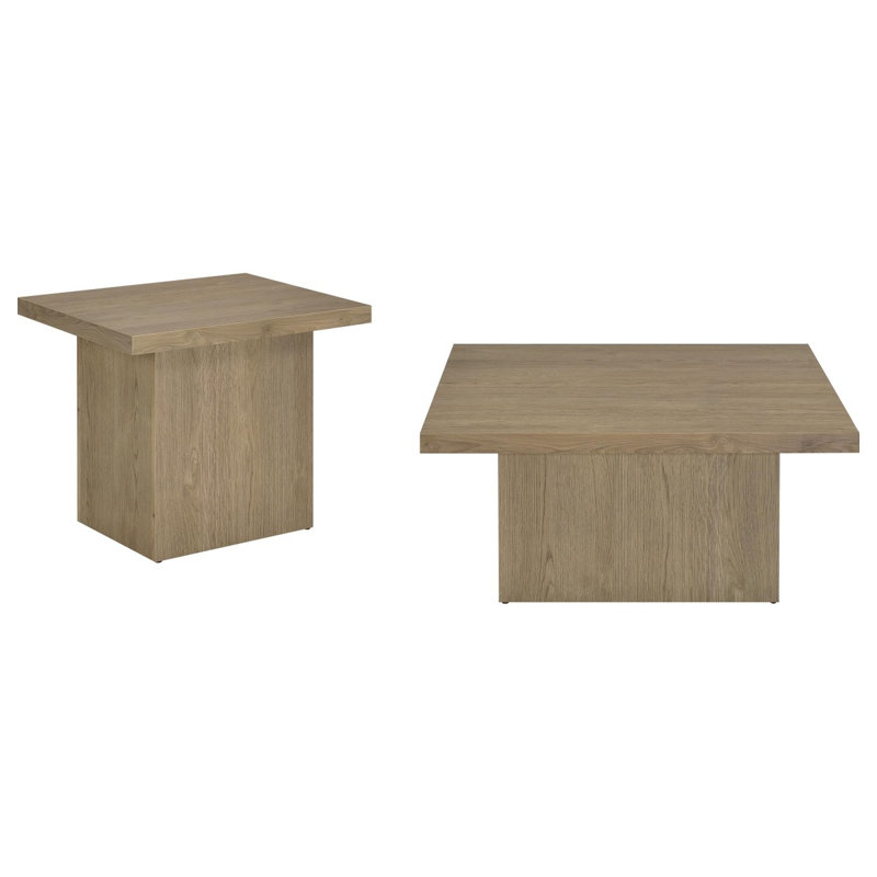 Ensemble de tables basses carrées 2 pièces, café au lait, Brown