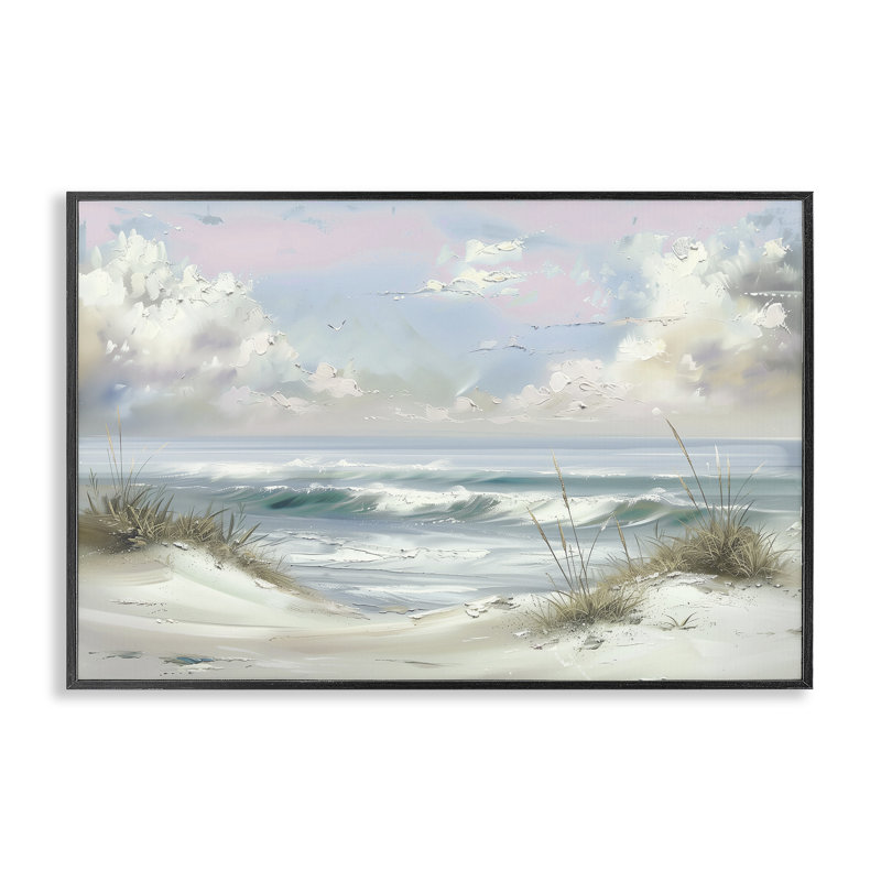 «Sea Breeze & Coastal Dunes», art numérique par Annabelle Hall, Giclée encadrée noir minuit, H 20 po x l 30 po