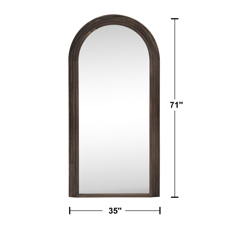 Arch Full Length Wall Mirror with Multi-step Wood Frame, Charcoal