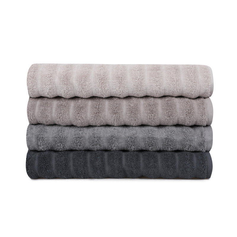 Ensemble de 4 serviettes de bain en coton turc, Gris