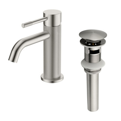 Robinet de salle de bain à un trou avec ensemble de bonde escamotable Robinets de lavabo de salle de bain à poignée simple Robinets de lavabo en laiton modernes avec valve