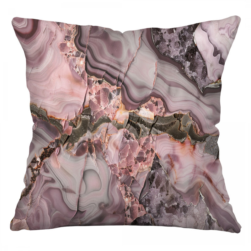 Rose Tones Marble Cotton Blend Reversible Throw Pillow, 20"H x 20"W
