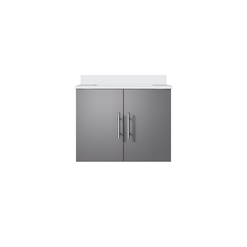 Meuble-lavabo simple 24 po avec plateau Geneva, Quartz blanc, Gris foncé