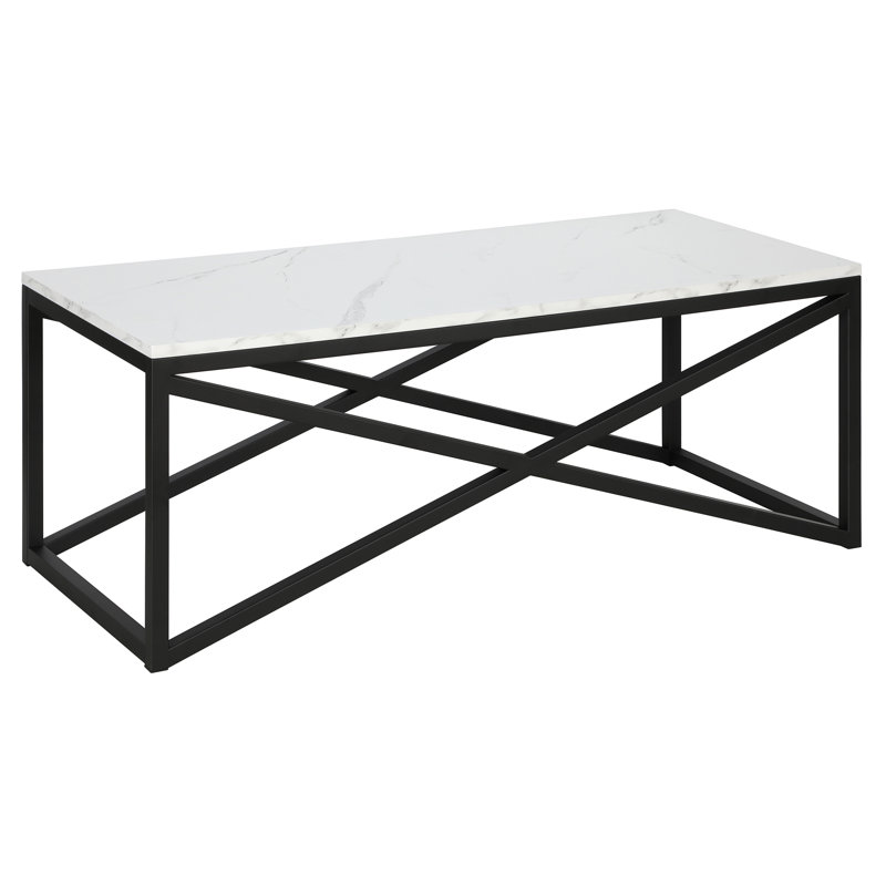 Calix Frame Coffee Table, White/Blackened Bronze
