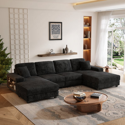 Canapé convertible polyvalent avec tissu velours côtelé pour le confort du salon