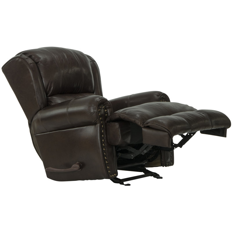 Woodville Top Grain Italian Leather Match Recliner with Pocketed Coil Seating, Manual, Chocolate Genuine Leather
