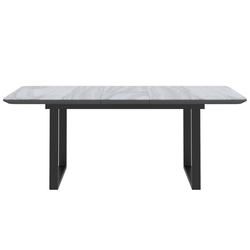 Table de salle à manger Frank avec rallonge en noir et faux marbre